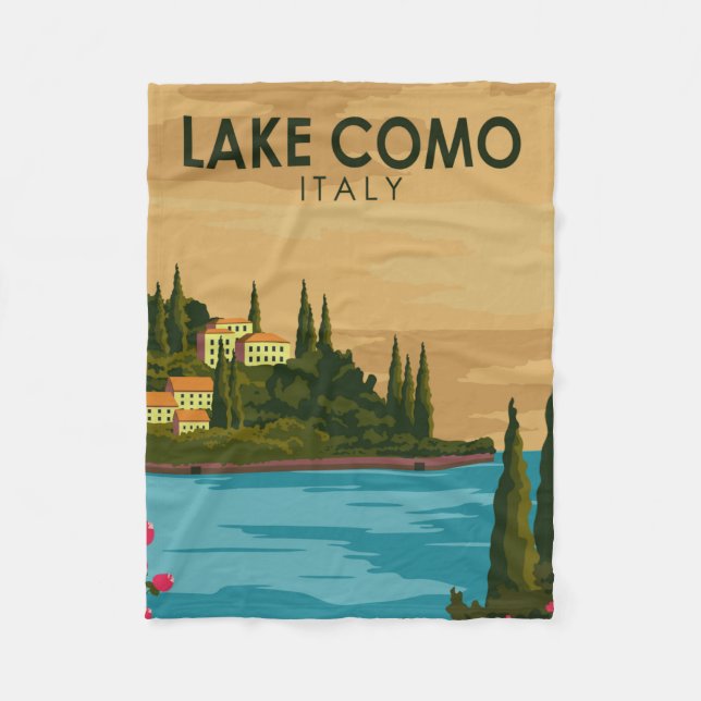 Lake Como Italy Vintage  Fleece Blanket (Front)