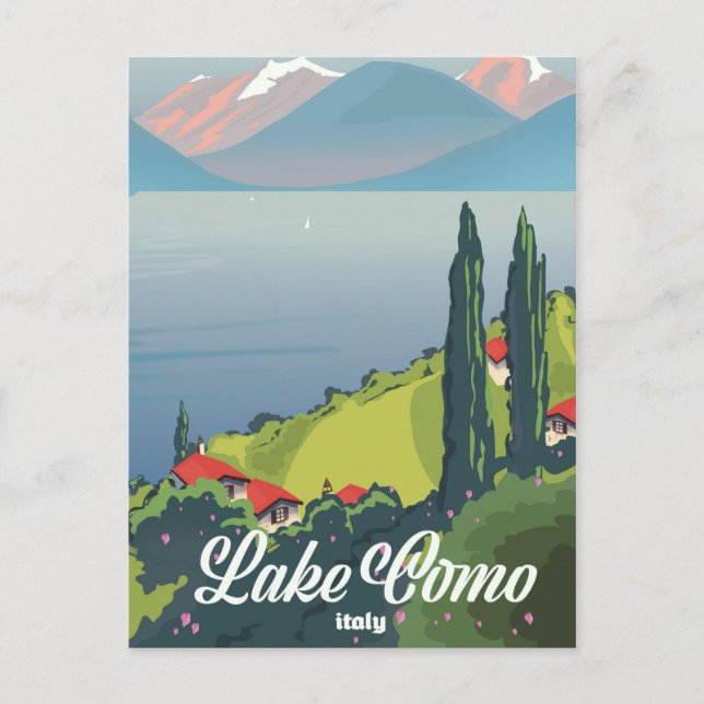 Lake Como Italy vintage style travel poster Postcard (Front)