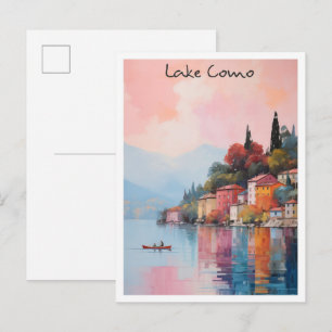 Lake Como Italy Vintage Travel Art Postcard
