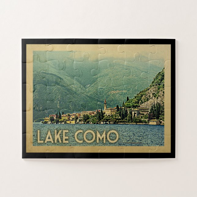 Lake Como Italy Vintage Travel Jigsaw Puzzle (Horizontal)