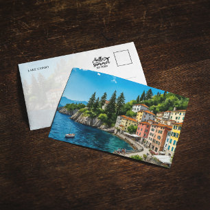 Lake Como Italy Watercolor Postcard