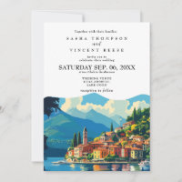 Lake Como Italy Wedding Invitation Retro