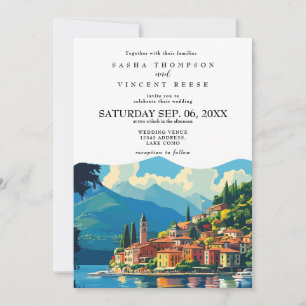Lake Como Italy Wedding Invitation Retro