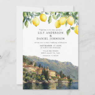 Lake Como Lemons Italian All In One Wedding Invitation