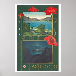 Lake Como Lombardy Italy Vintage Travel Poster