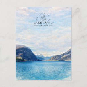 Lake Como Lombardy Northern Italy   Watercolor Holiday Postcard