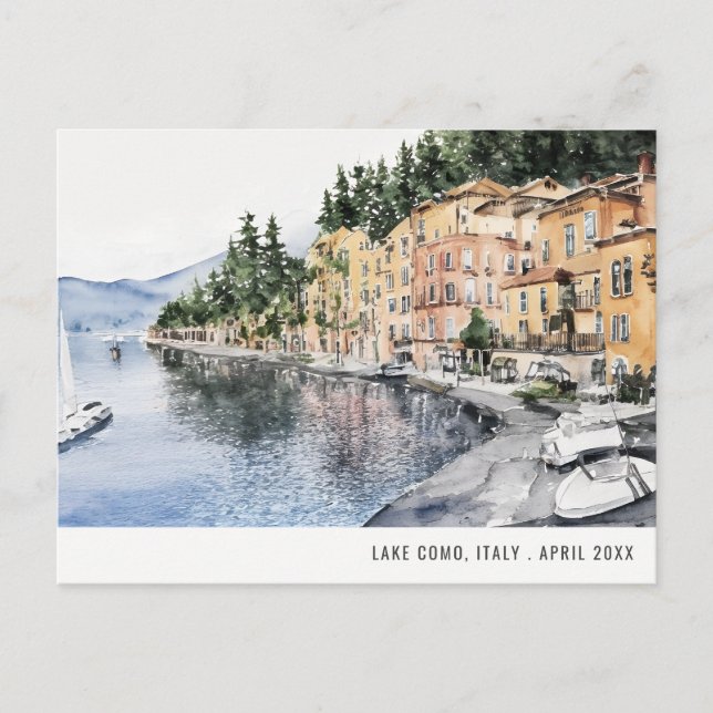 Lake Como Northern Italy Watercolor Italian Travel Postcard (Front)