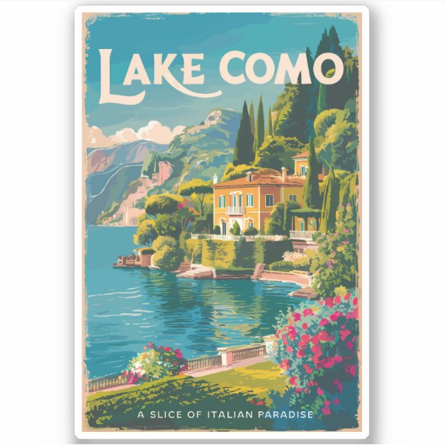 Lake Como Painterly Travel Art Vintage (Front)