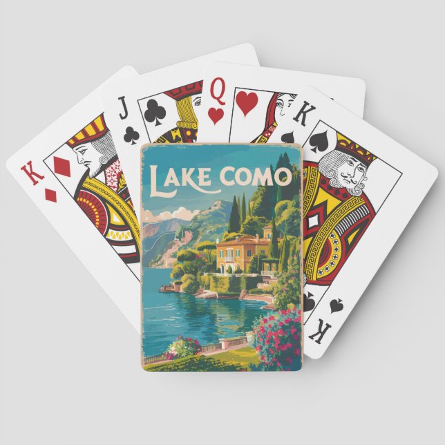 Lake Como Painterly Travel Art Vintage Playing Cards (Back)
