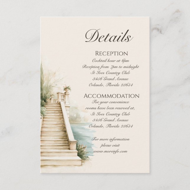 Lake Como Script Details Enclosure Card (Front)
