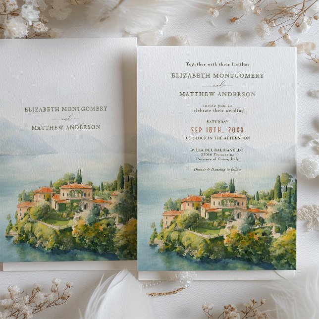 Lake Como Villa del Balbianello Wedding Invitation (Creator Uploaded)