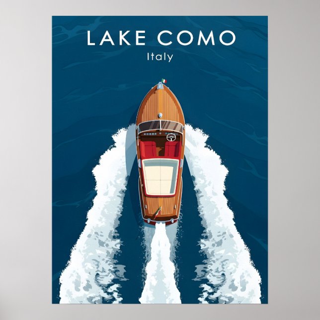 Lake Como Vintage Motorboat – Italian Travel  Poster (Front)
