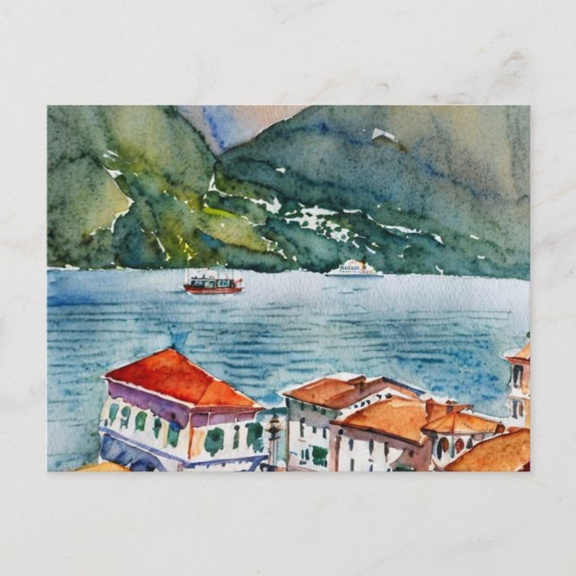 Lake Como Watercolor Postcard (Front)