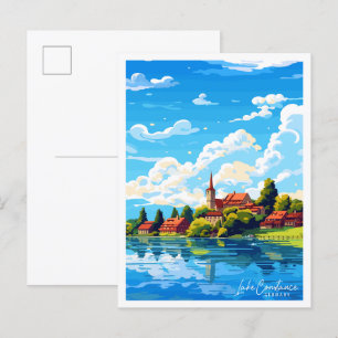 Lake Constance Germany vintage travel illustration Postcard
