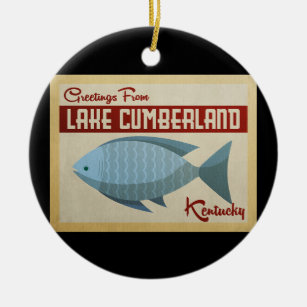 Lake Cumberland Fish Vintage Travel Ceramic Tree Decoration