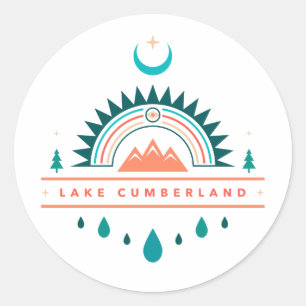 lake cumberland kentucky boho rainbow moon classic round sticker