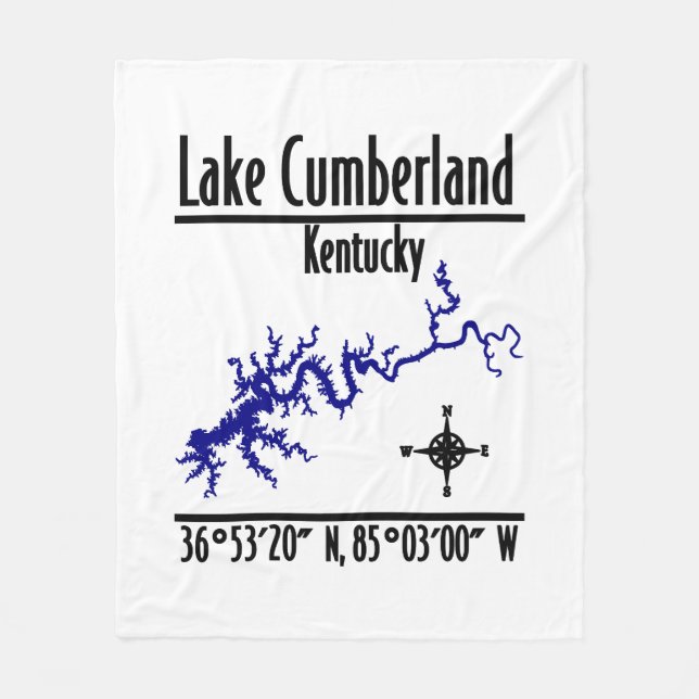 Lake Cumberland Kentucky Shoreline Map Coordinates Fleece Blanket (Front)