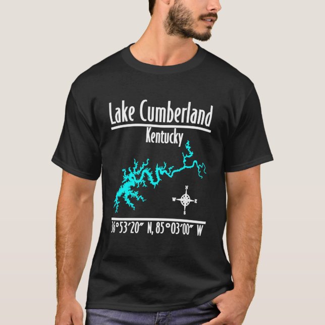 Lake Cumberland Kentucky Shoreline Map Coordinates T-Shirt (Front)