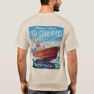 Lake Cumberland Kentucky Vintage Boat Back Print T-Shirt