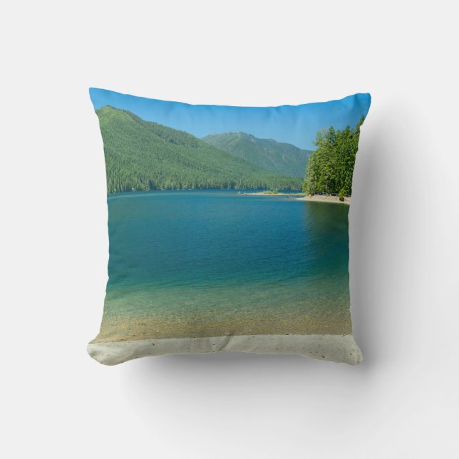 Lake Cushman Beach in Summer Pillow (Front)