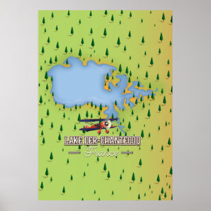 Lake Der-Chantecoq, france Lake Map Poster