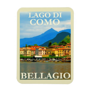 Lake di Como, Bellagio, Italy, Retro Travel  Magnet