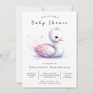 Lake Digital Swan Baby Shower Invitation