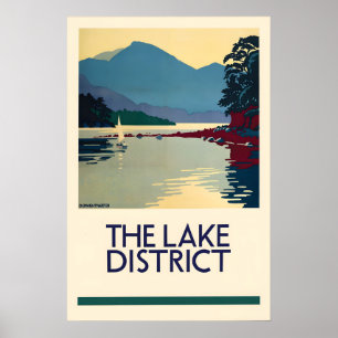 Lake District, Cumbria Travel Poster Vintage