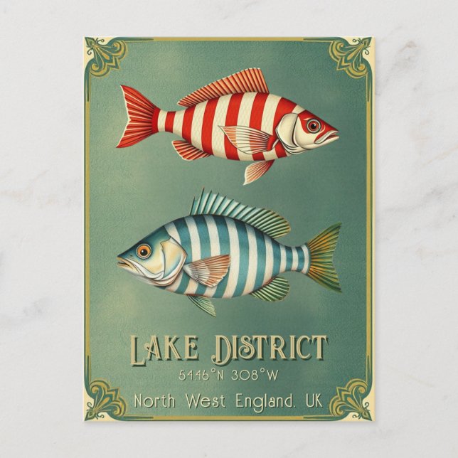 Lake District England UK nautical fish Postcard  (Front)