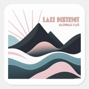 Lake District National Park Coloured Hills Square Sticker