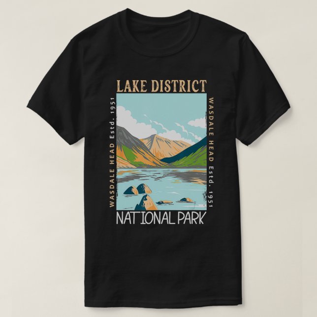 Lake District National Park England Distressed Vin T-Shirt (Design Front)
