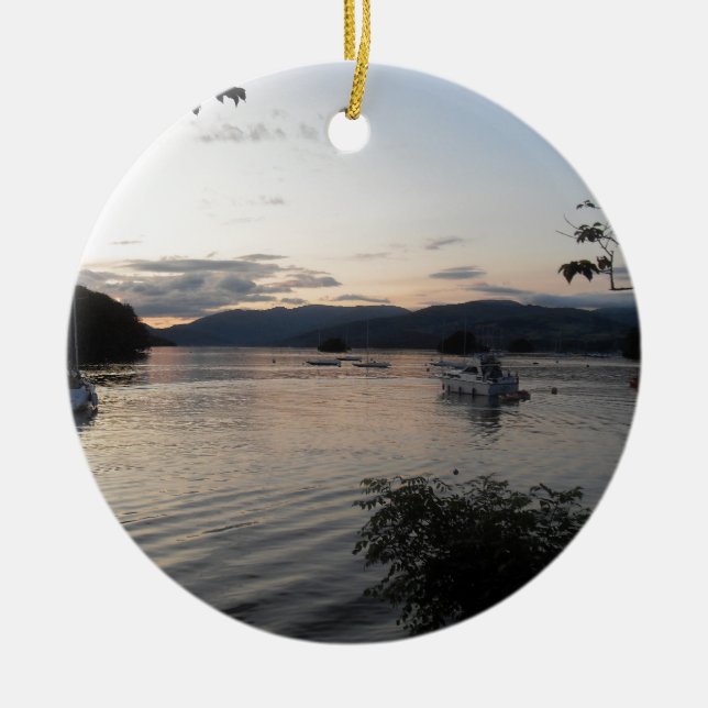 Lake District Windermere Lake Ceramic Tree Decoration (Front)
