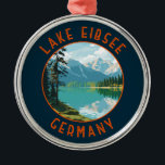 Lake Eibsee Germany Retro Distressed Circle Metal Tree Decoration<br><div class="desc">Lake Eibsee vector art design. It is at the northerly base of the Zugspitze,  Germany's highest mountain.</div>
