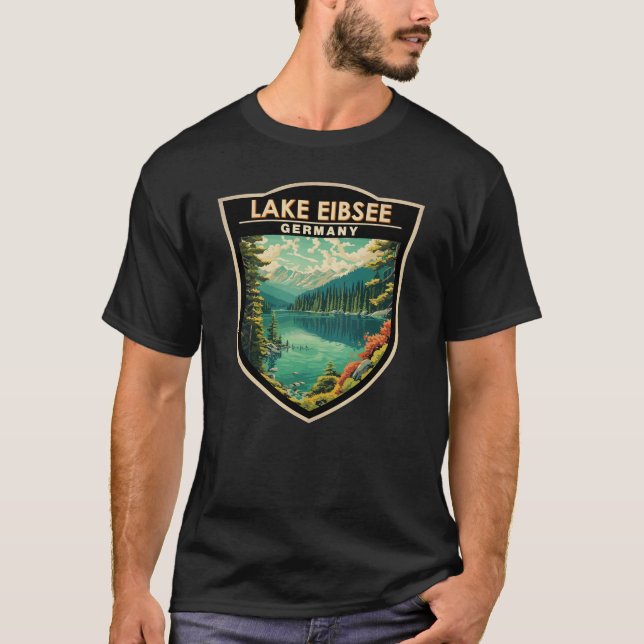 Lake Eibsee Germany Travel Art Vintage T-Shirt (Front)