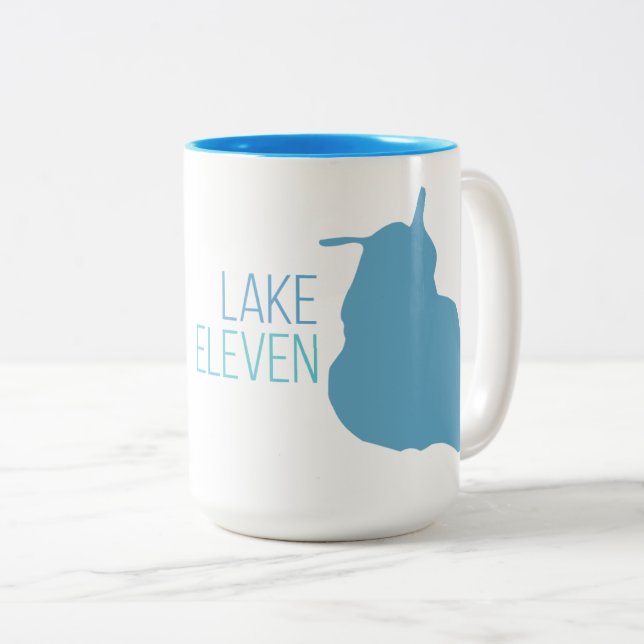 Lake Eleven, Bloomingdale, Michigan Two-Tone Coffee Mug (Front Right)