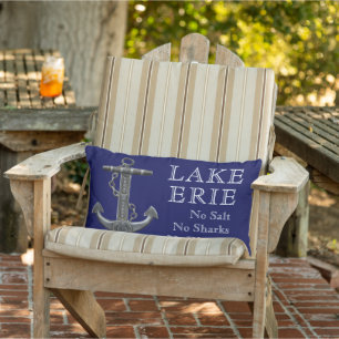 Lake Erie distressed nautical pirate anchor Lumbar Cushion