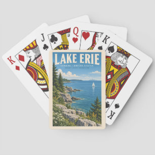 Lake Erie Illustration Travel Art Vintage Playing Cards
