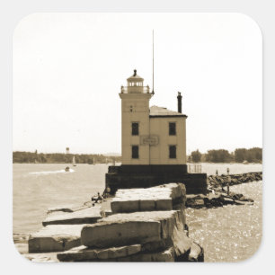 Lake Erie Lighthouse Square Sticker