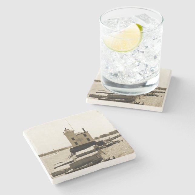 Lake Erie Lighthouse Stone Coaster (Side)