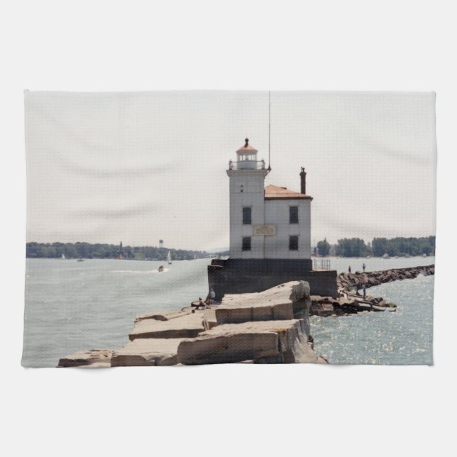 Lake Erie Lighthouse Tea Towel (Horizontal)