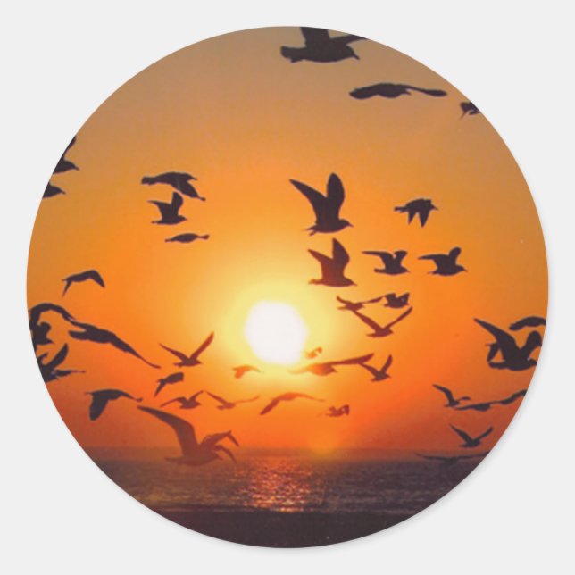 Lake Erie Sunset Classic Round Sticker (Front)