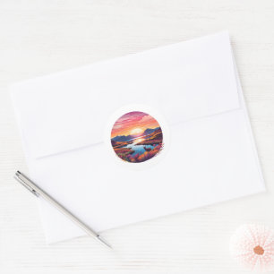 Lake Ewe Sunset In Scotland Classic Round Sticker