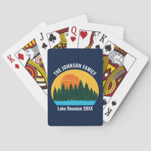 Lake Family Reunion Cool Sunset Personalised Playing Cards