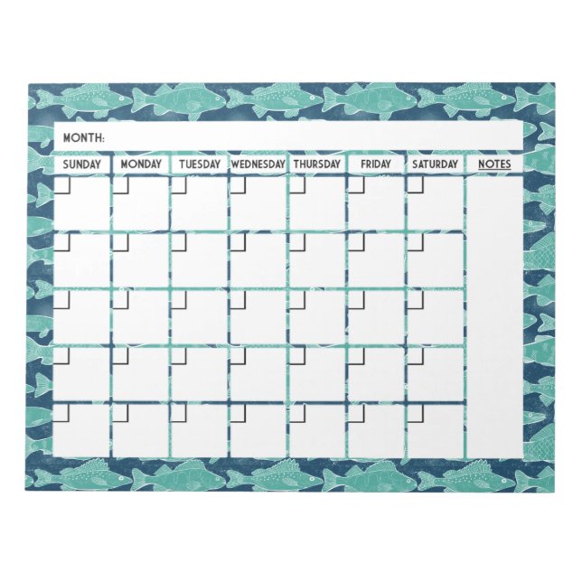 Lake Fish Calendar Notepad (Front)
