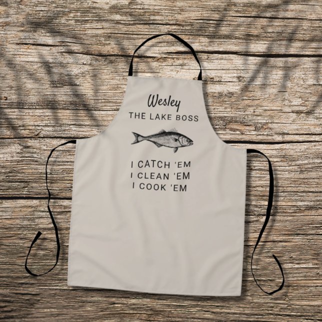 Lake Fishing Humour Personalised Fish Cooking Apron (Creator Uploaded)