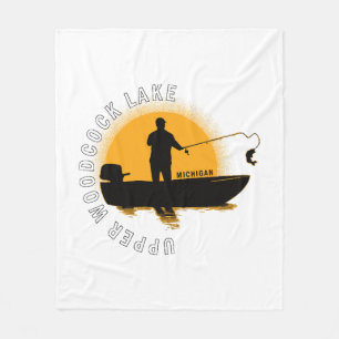  Lake Fishing Michigan Fleece Blanket