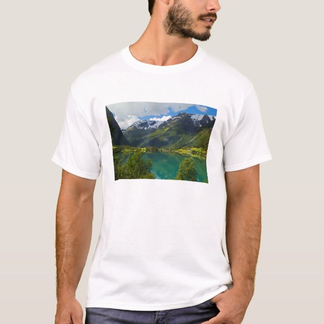 Lake Floen scenic, Norway T-Shirt (Front)