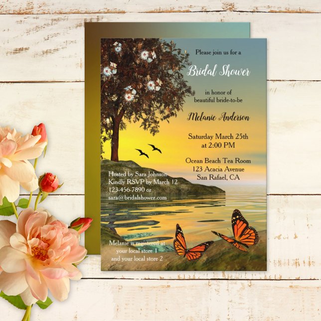 Lake Floral Butterfly Bridal Shower Invitation (Creator Uploaded)
