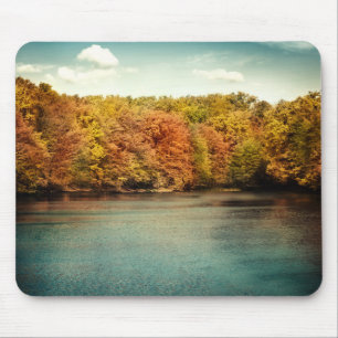 Lake Forest Trees Water Monogram Initial Mouse Pad