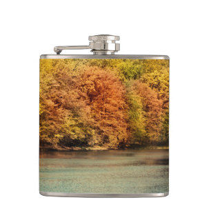 Lake Forest Trees Water Monogram Whiskey Flask